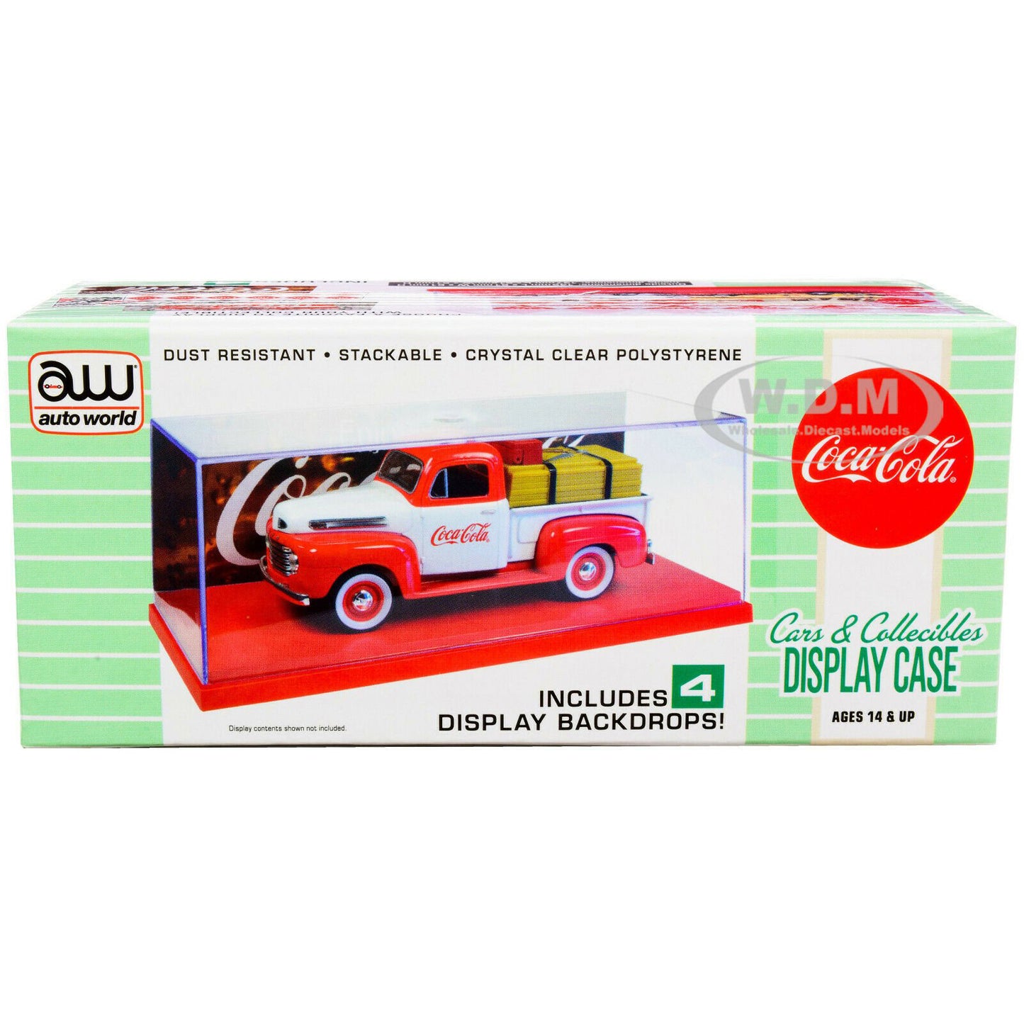 Coca Cola Acrylic Display Case (With 4 Interchangeable Backdrops) in Red