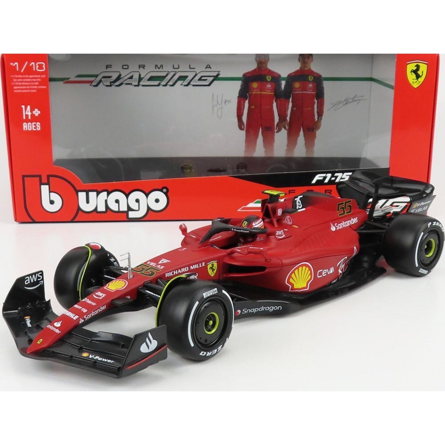 Ferrari F1-75 Scuderia Carlos Sainz (White Wall Hard Tyres 2022) in Red