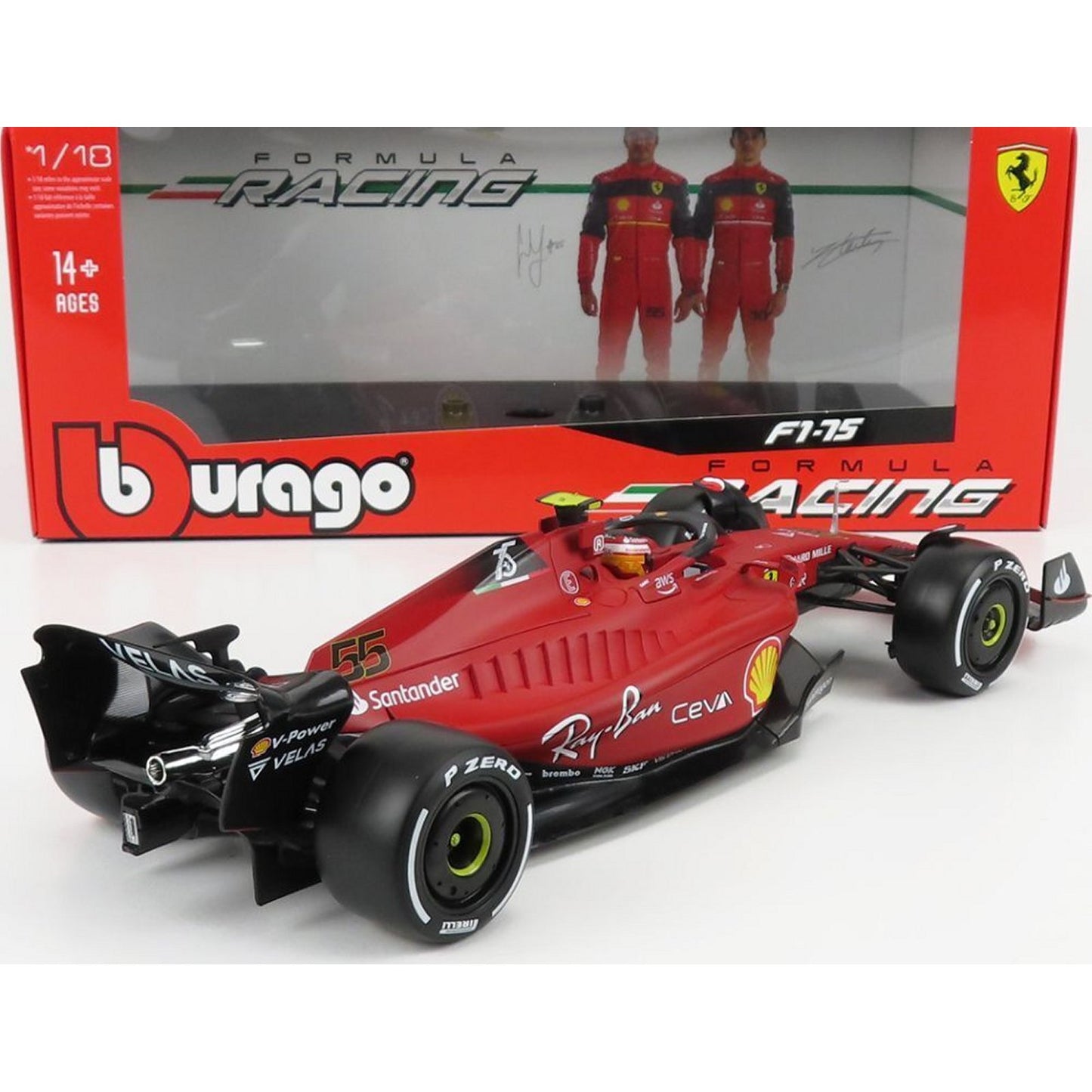 Ferrari F1-75 Scuderia Carlos Sainz (White Wall Hard Tyres 2022) in Red