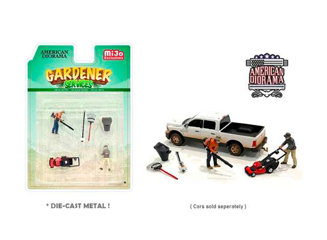 Gardener Services (With 2 Figures, Lawn Mower and Gardening Tools)