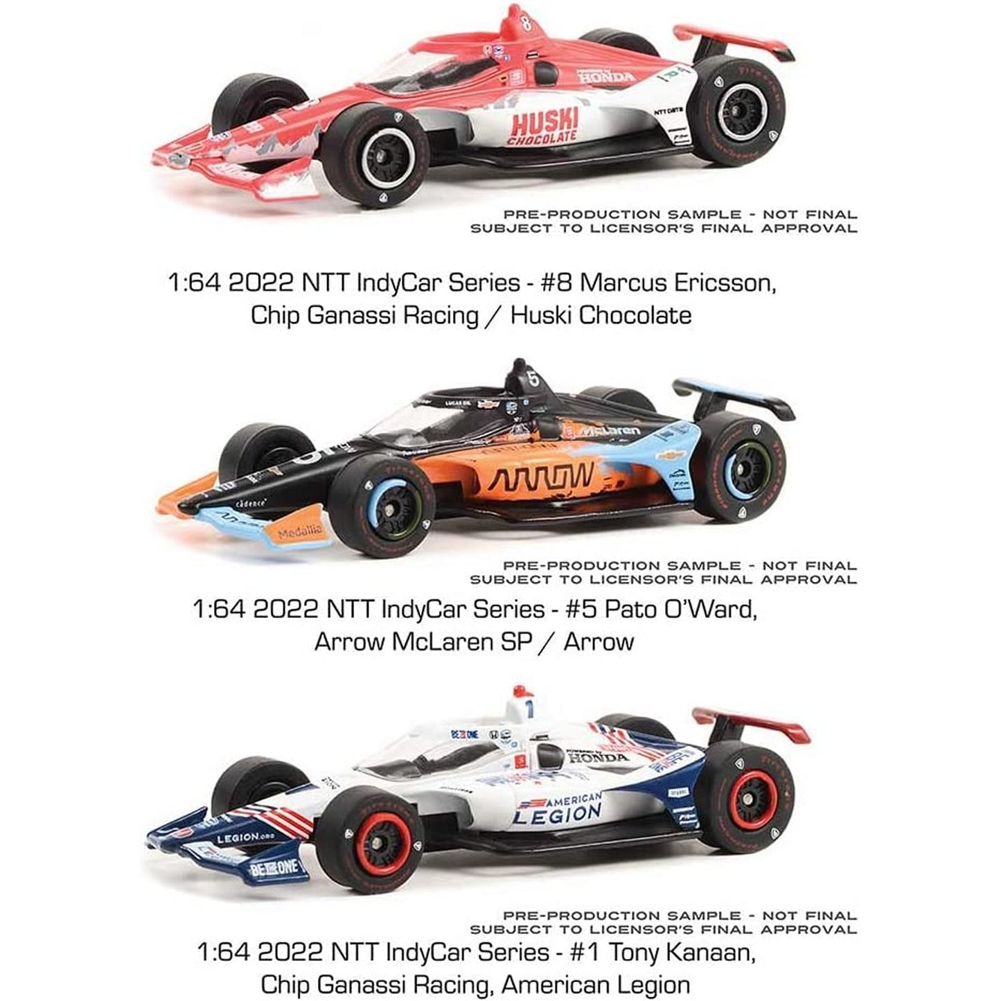 Indy 500 Podium 3 Car Set Erricson/O'Ward/Kanaan (106th Indy 500 2022)