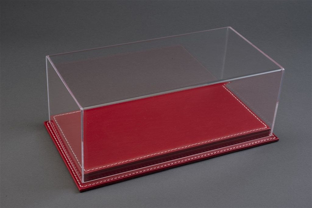 Luxury Red Leather Stitched Base Display Case in Red