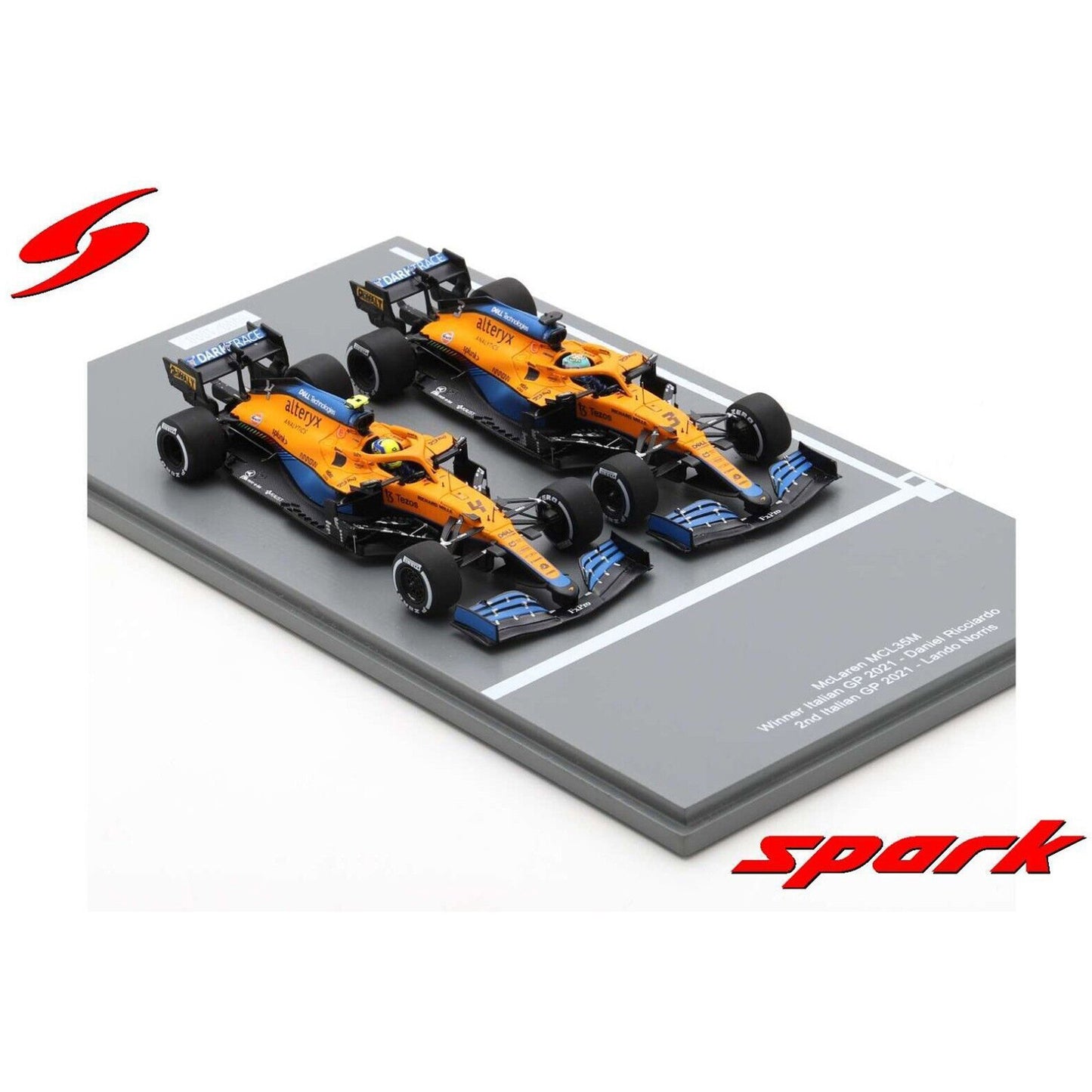 McLaren MCL35M Lando Norris (Ricciardo Winner and Norris 2nd Place Italian GP 2021) in Orange/Blue