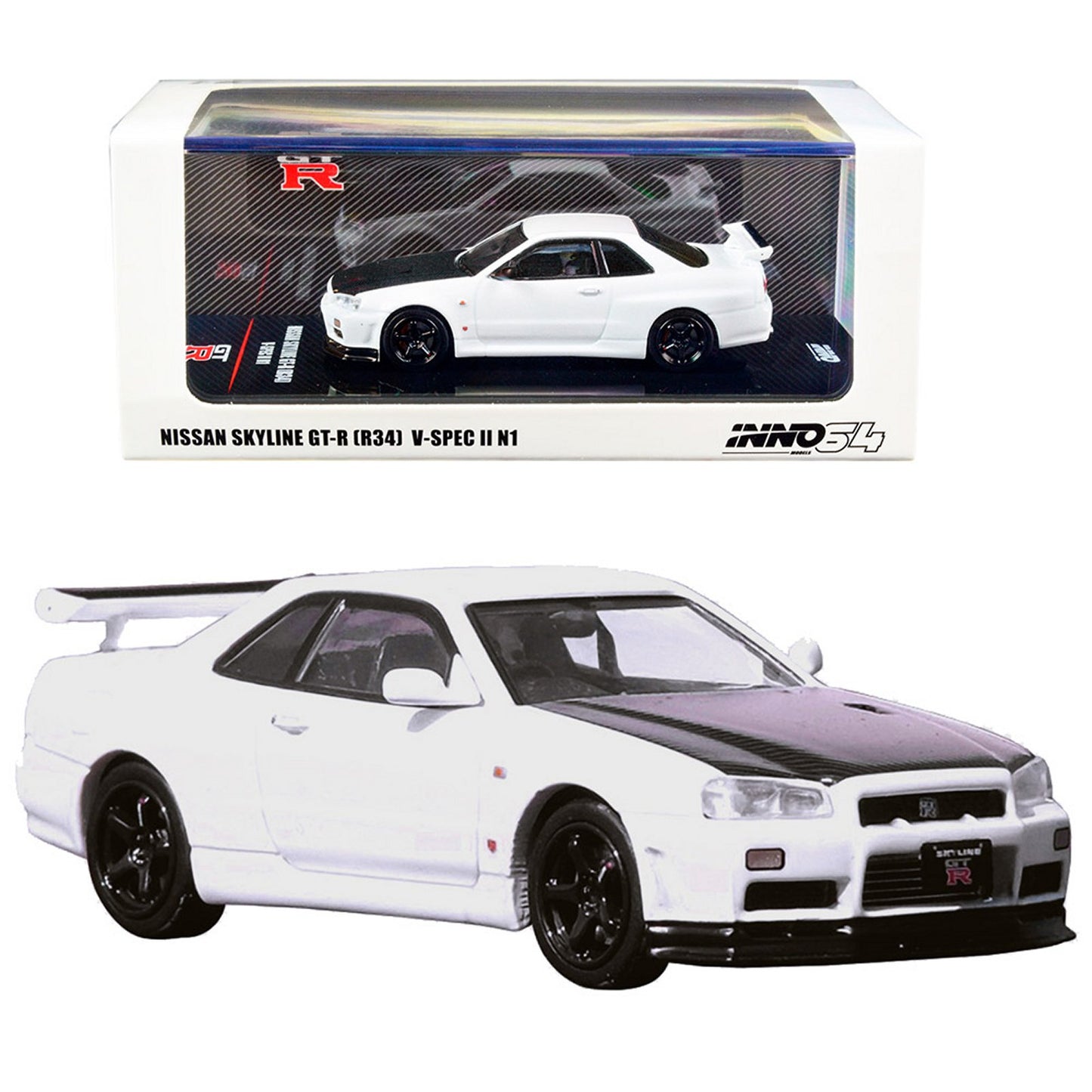 Nissan Skyline GT-R R34 (V-Spec II N1 with Carbon Hood) in White