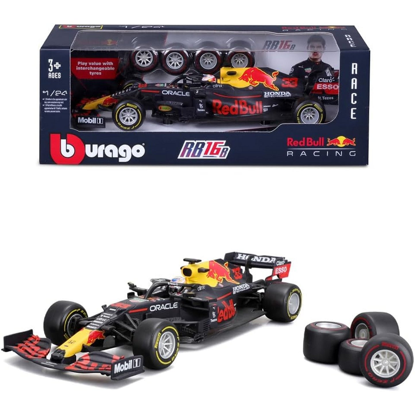 Red Bull Racing RB16B Max Verstappen (Interchangeable Tyres 2021) in Blue