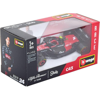 Alfa Romeo C43 Team Stake Zhou Guanyu (No.24 2023) in Red/Black