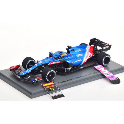 Alpine A521 Fernando Alonso (3rd Qatar GP - With Pitboard 2021) in Blue