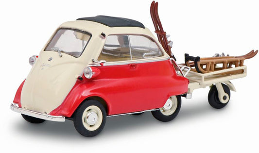 BMW Isetta (With Trailer + Ski's) in Red/Cream