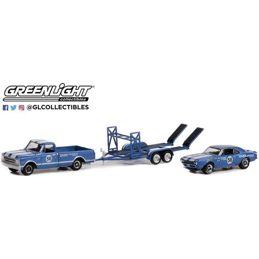 Chevrolet C10 and Camaro with Car Trailer (Racing Hitch and Tow Series 4 1968 1967) in Blue