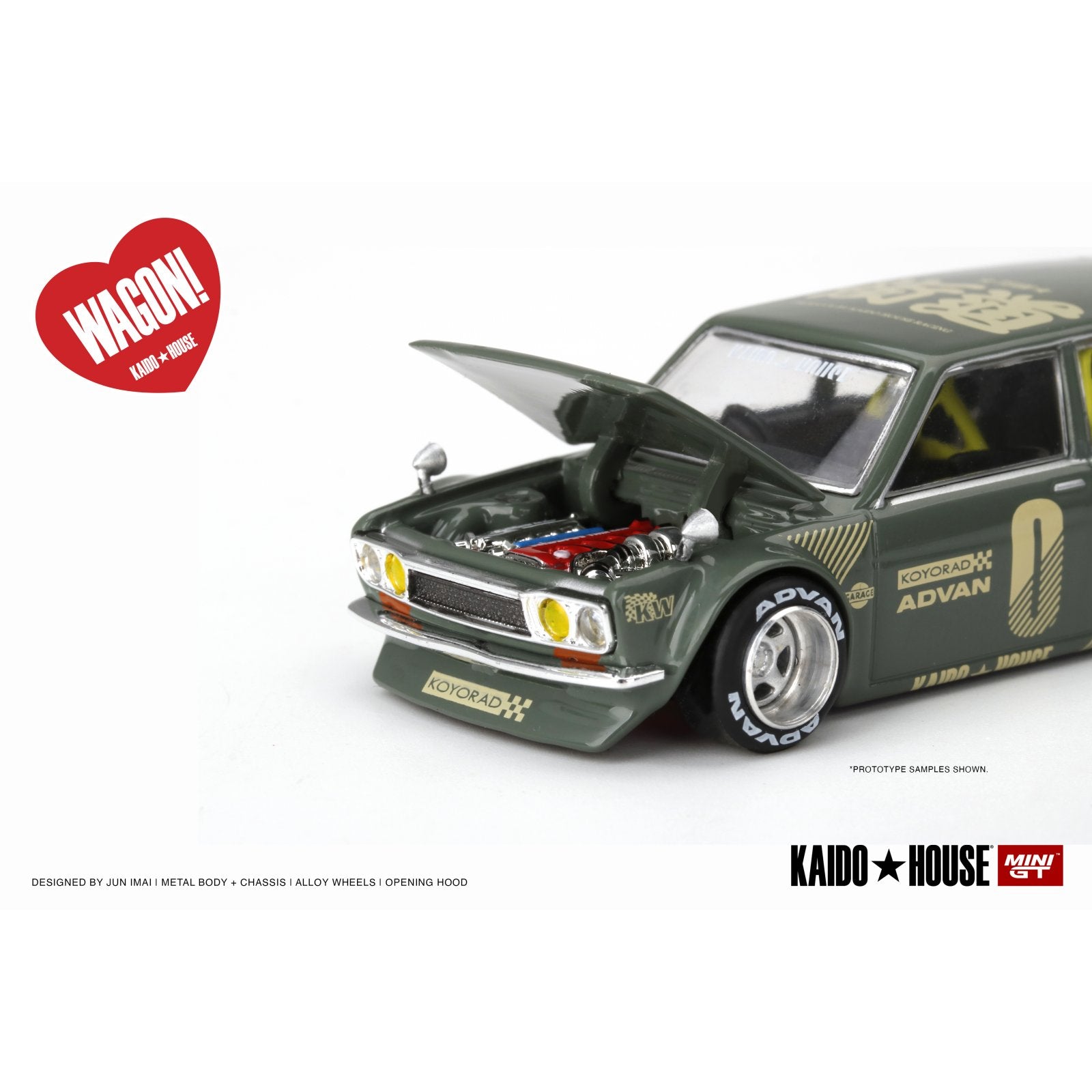 Datsun 510 Wagon Kaido House (RHD) in Green | Mini GT Collectible