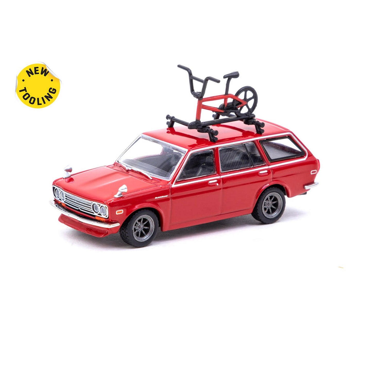 Datsun Bluebird 510 Wagon (With Bicycle and Roof Rack) in Red