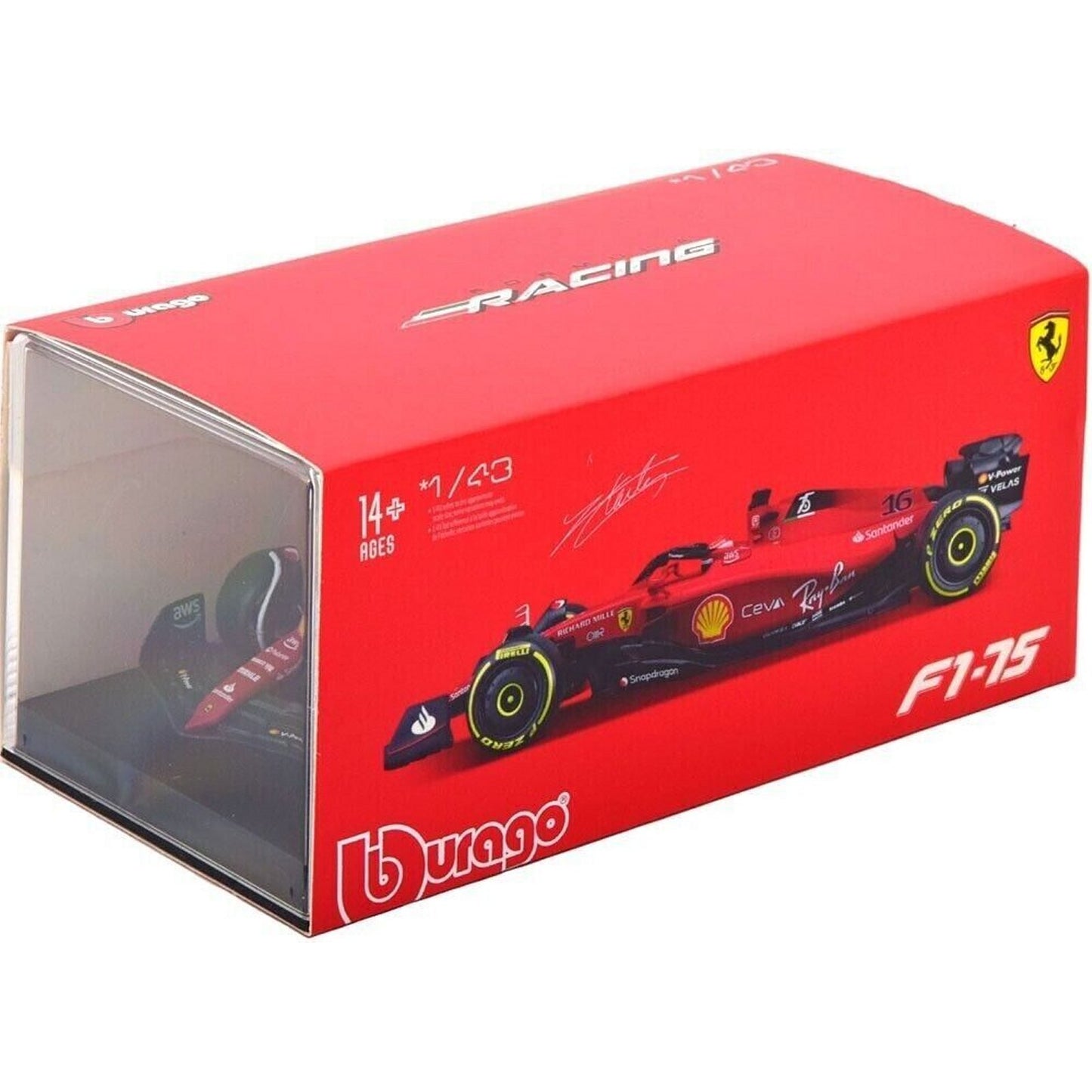 Ferrari F1-75 Charles Leclerc (With Helmet 2022) in Red