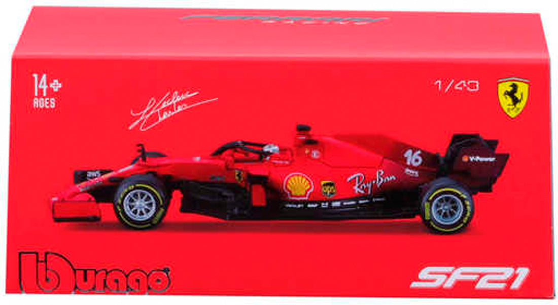 Ferrari SF21 Charles Leclerc (No. 16 F1 Team With Leclerc Helmet 2021) in Red