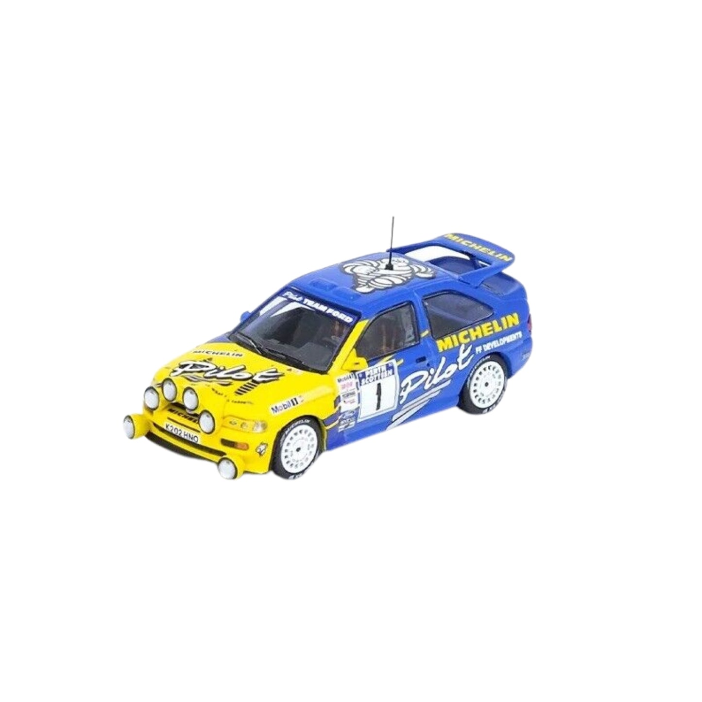 Ford Escort RS Cosworth M.Wilson/B.Thomas (No.1 Michelin Pilot British Rally Championship Manx International Rally 1994) in Blue/Yellow