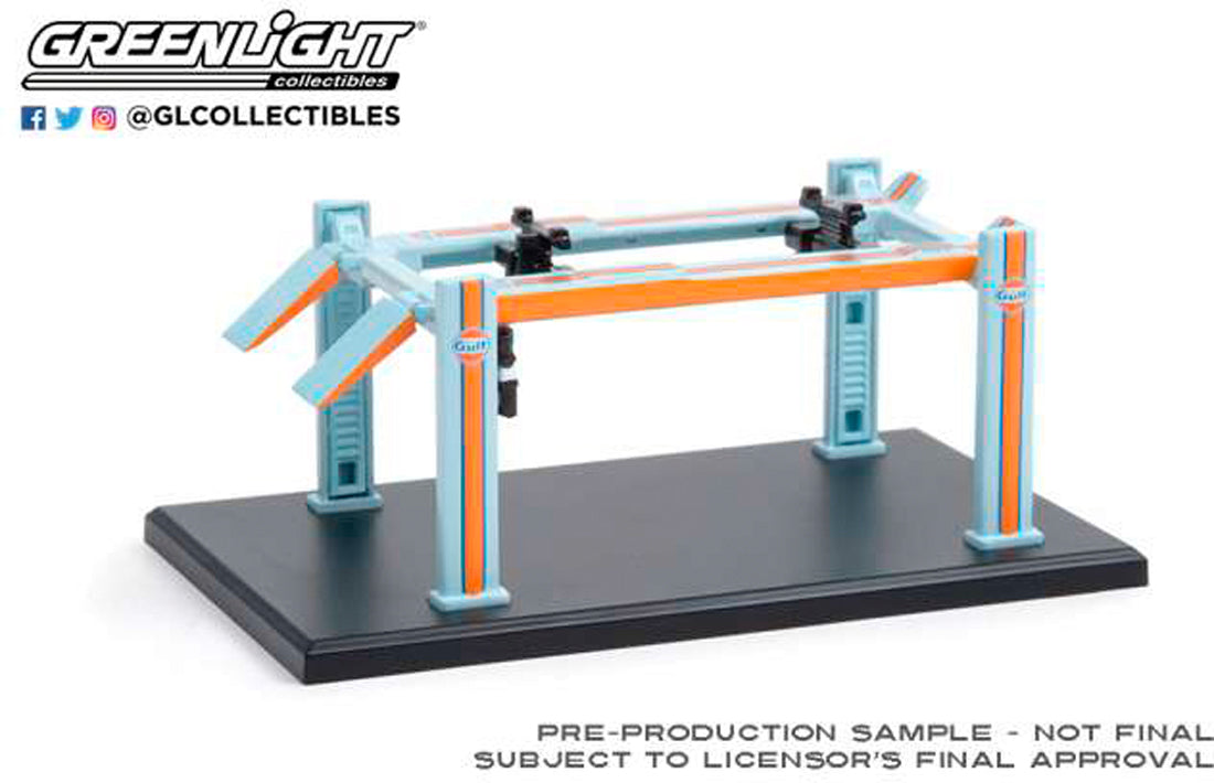 Four Post Lift (Series 1 Gulf Oil Auto Body Shop) in Light Blue/Orange