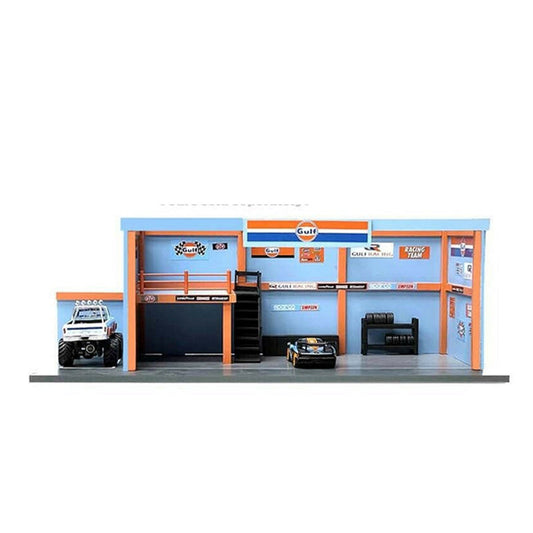 Gulf Decal Garage Diorama in Blue/Orange