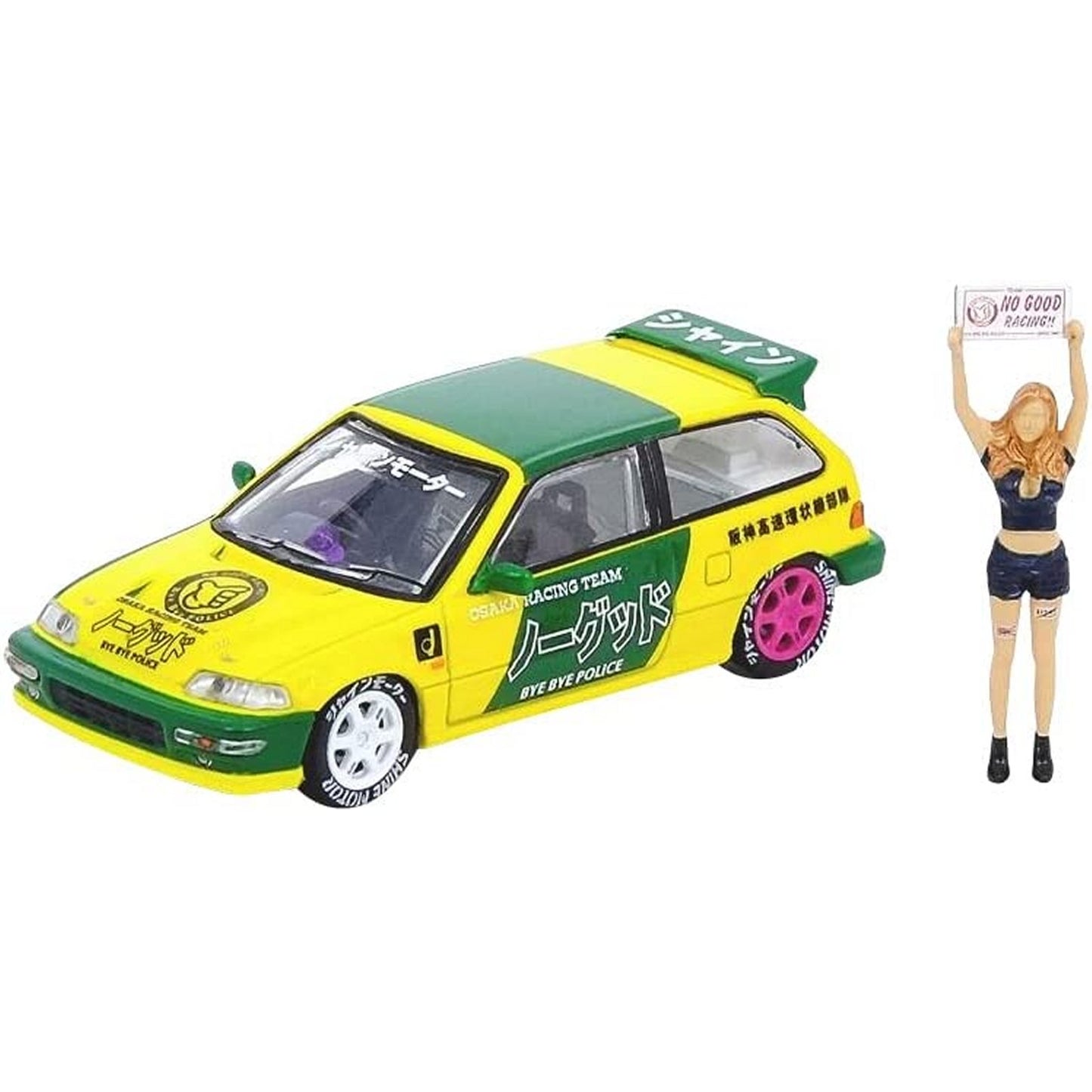 Honda Civic EF9 (No Good Racing Osaka Auto Messe With Figure) in Yellow/Green