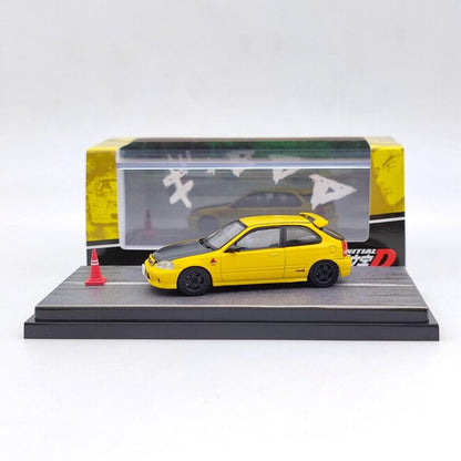 Honda Civic EK9 (With Driver, Cone and Diorama Base) in Yellow