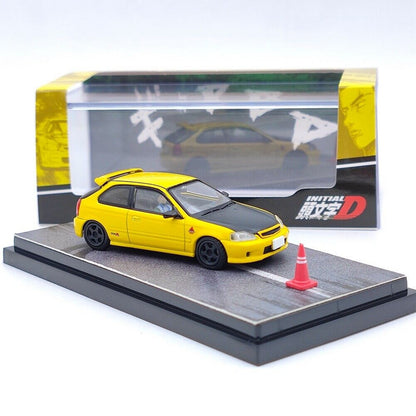 Honda Civic EK9 (With Driver, Cone and Diorama Base) in Yellow