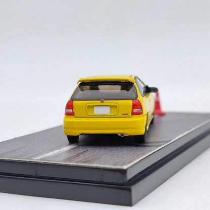 Honda Civic EK9 (With Driver, Cone and Diorama Base) in Yellow