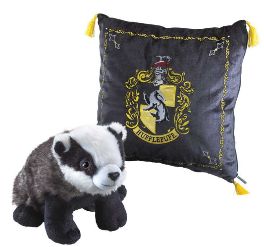 Hufflepuff Cushion with House Mascot Plush From Harry Potter