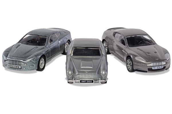Aston Martin DB5, DBS and V12 Vanquish From James Bond in Silver