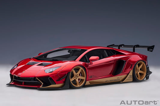 Lamborghini Aventador Liberty Walk (LB Walk) in Hyper Red with Gold Accents