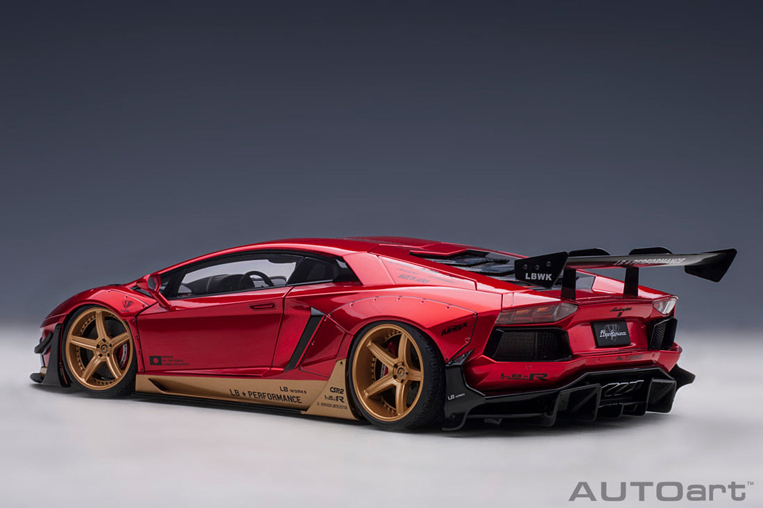 Lamborghini Aventador Liberty Walk (LB Walk) in Hyper Red with Gold Accents