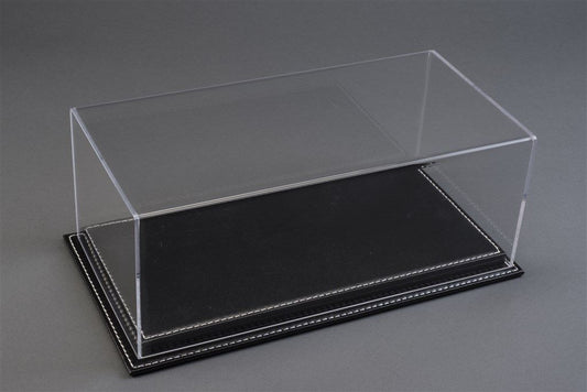 Luxury Black Leather Stitched Base Display Case in Black