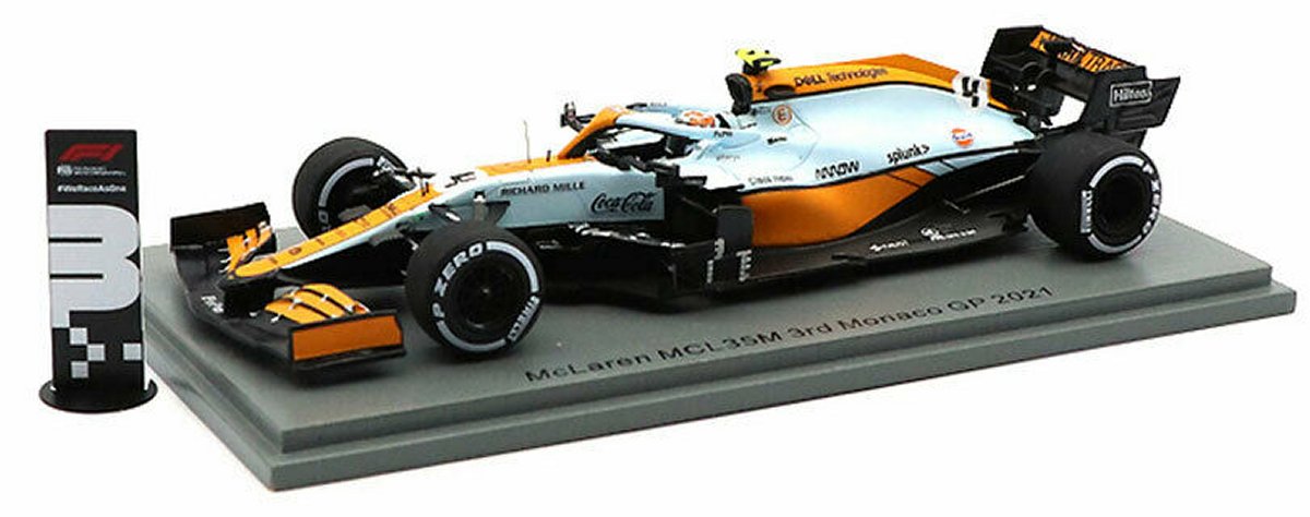 McLaren MCL35M Lando Norris (3rd Monaco GP 2021) in Blue/Orange