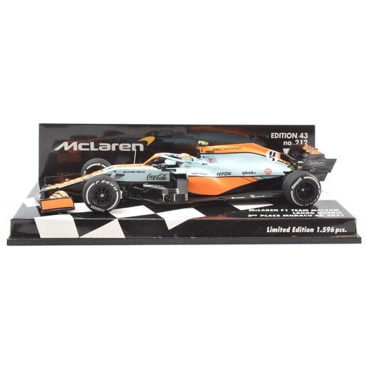McLaren MCL35M Lando Norris (3rd Monaco GP 2021) in Blue/Orange