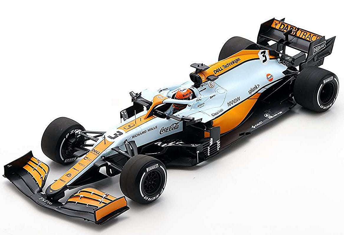 McLaren MCL35M Daniel Ricciardo (Monaco GP Gulf Livery 2021) in Blue/Orange