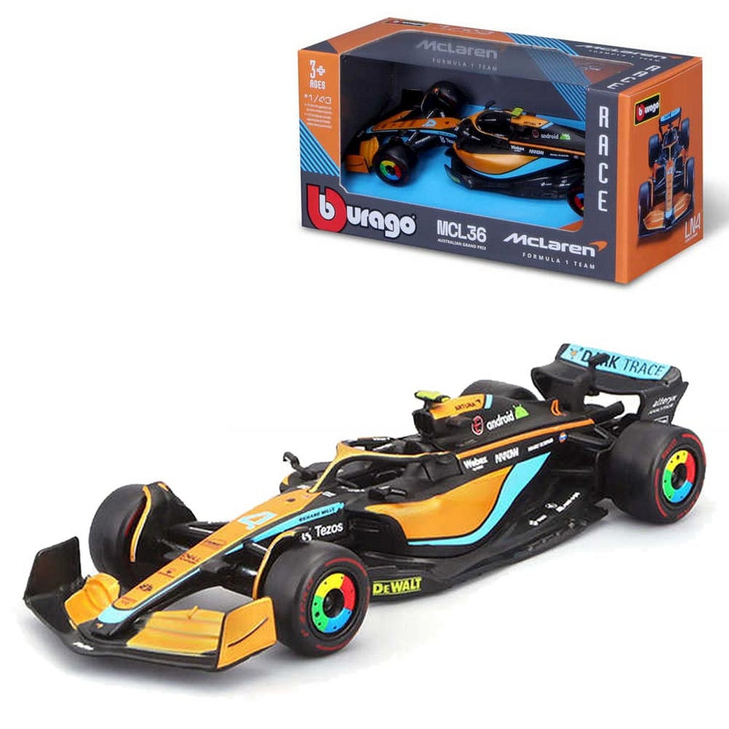 McLaren MCL36 Lando Norris (No.4 2022) in Black/Orange/Blue