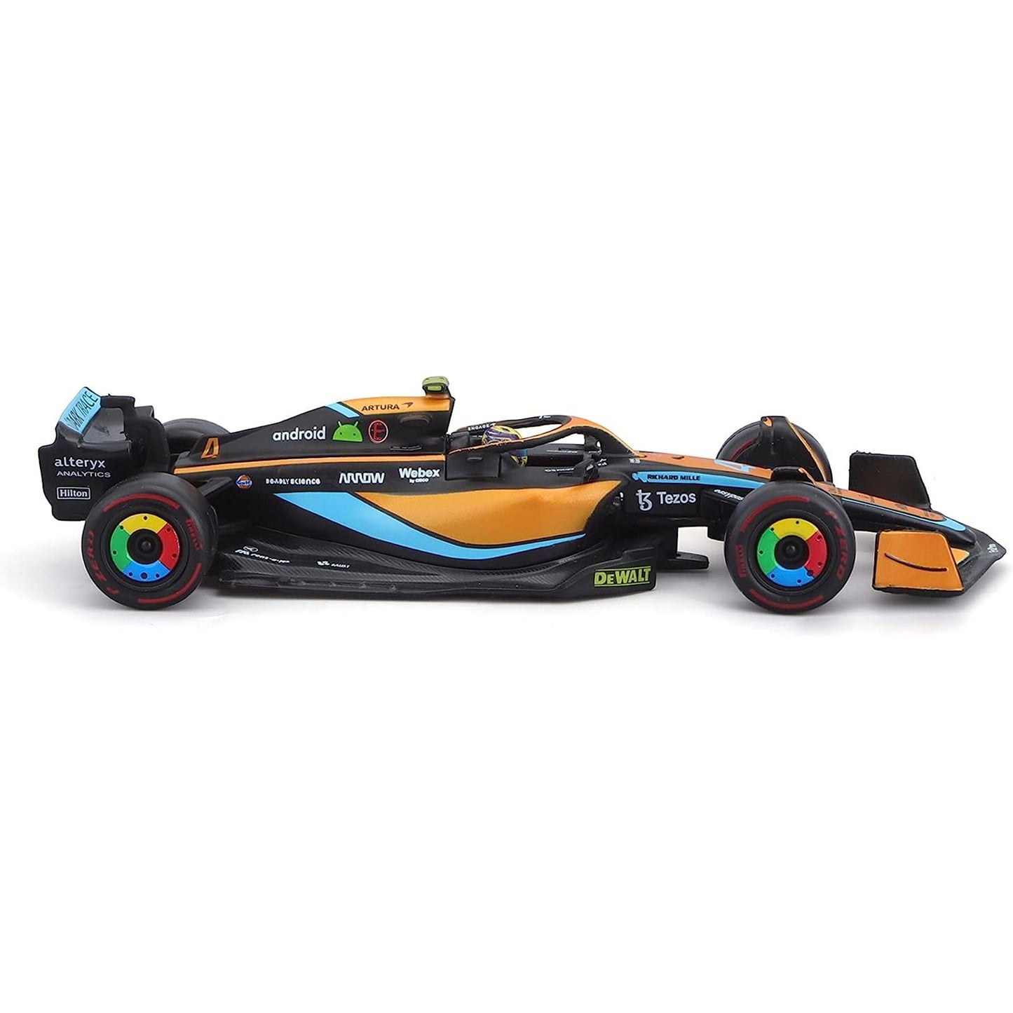 McLaren MCL36 Lando Norris (No.4 With Helmet 2022) in Black/Orange/Blue