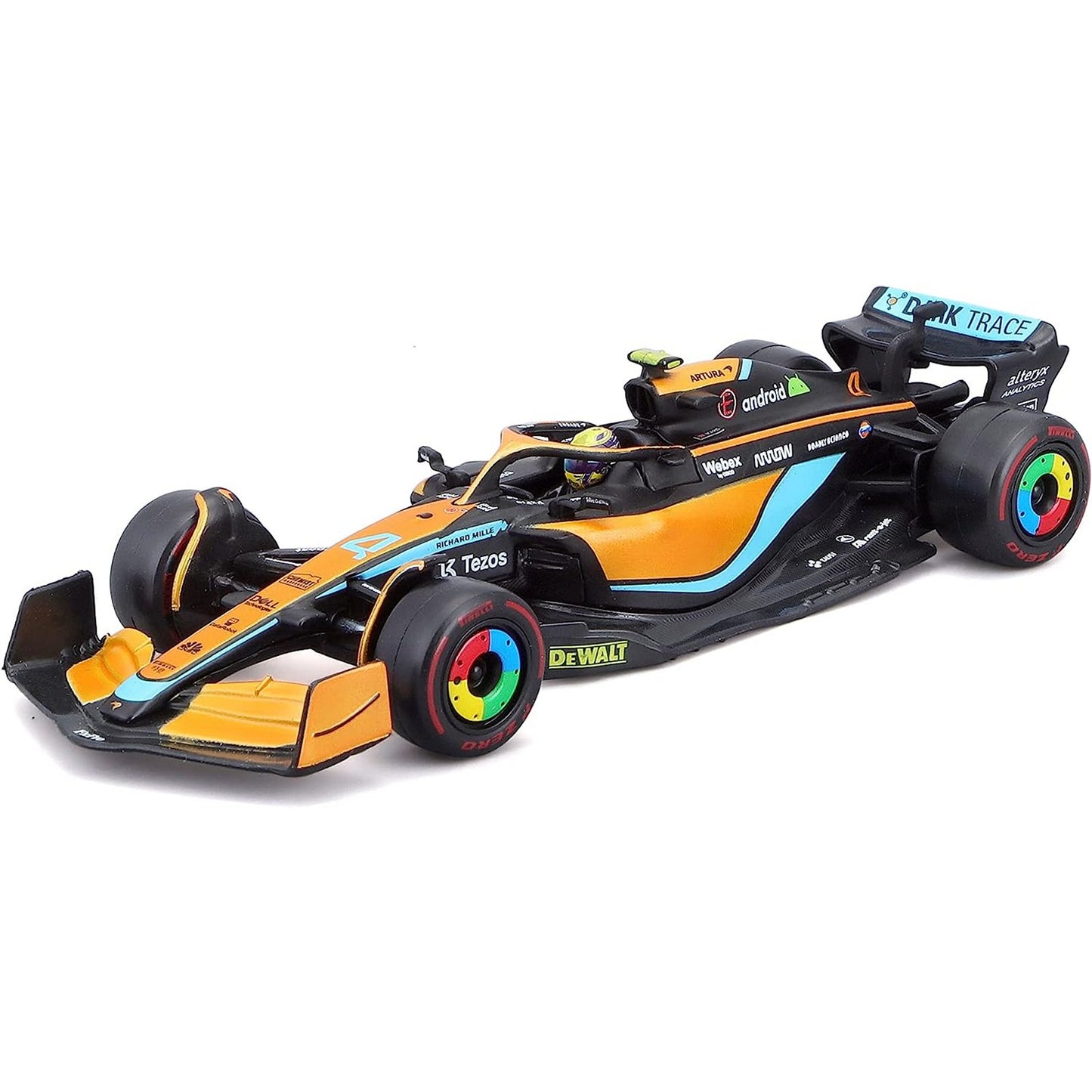 McLaren MCL36 Lando Norris (No.4 With Helmet 2022) in Black/Orange/Blue