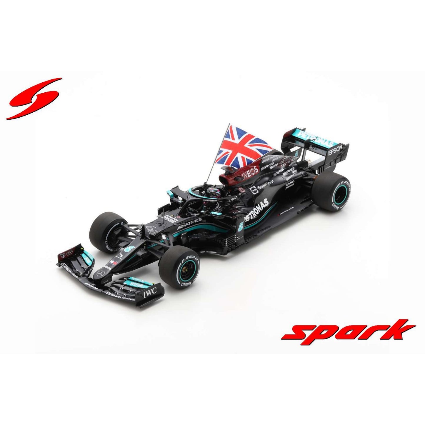 Mercedes AMG Petronas W12 E Performance Lewis Hamilton (Winner British GP With Flag 2021) in Grey