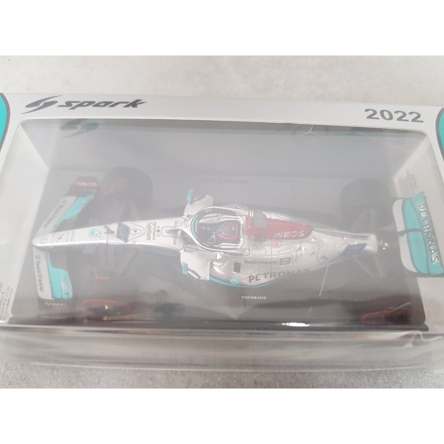 Mercedes W13 E Performance George Russell (4th Bahrain GP 2022) in Silver/Green/Black