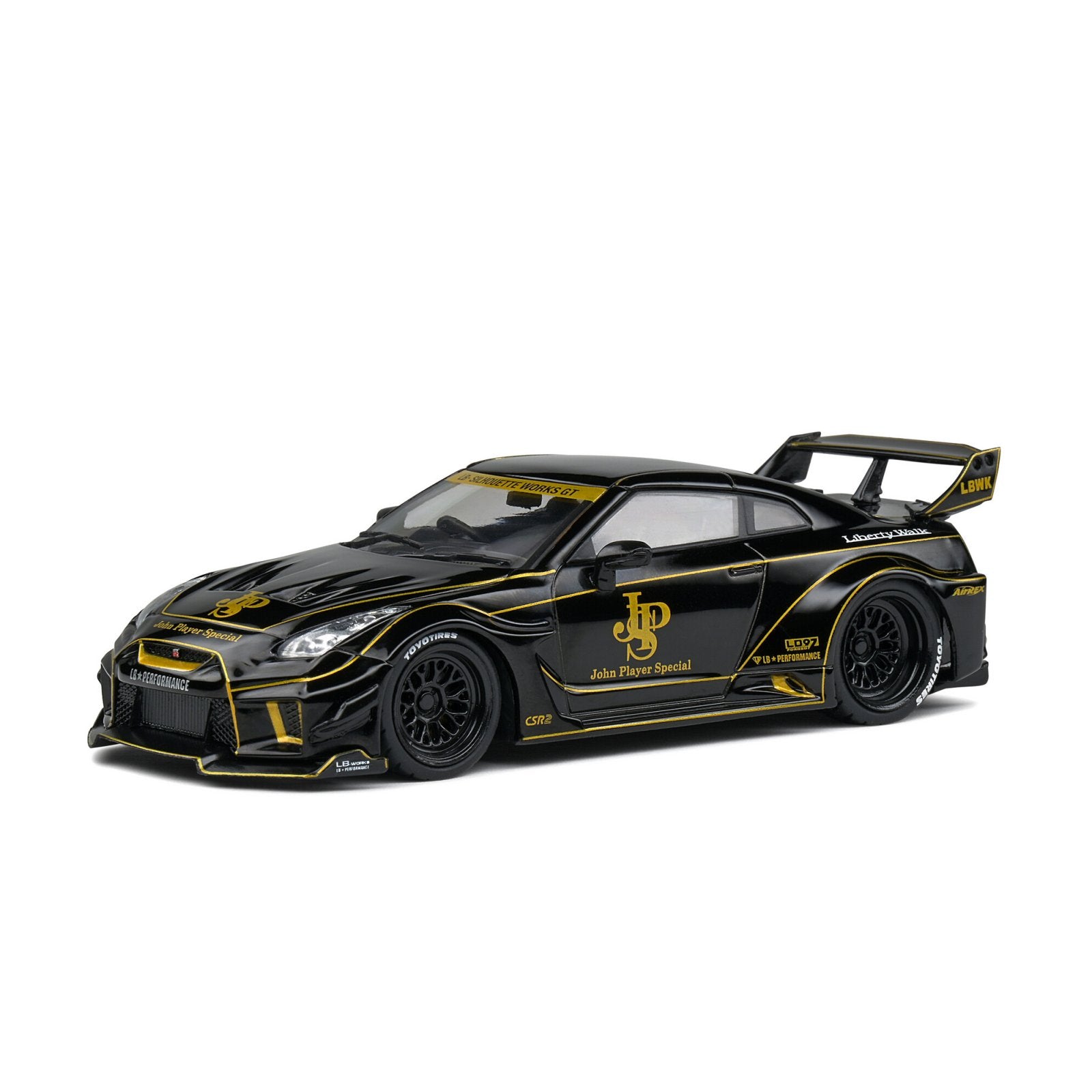 Nissan GT-R R35 LBWK (John Player Special) in Black/Gold | Solido ...