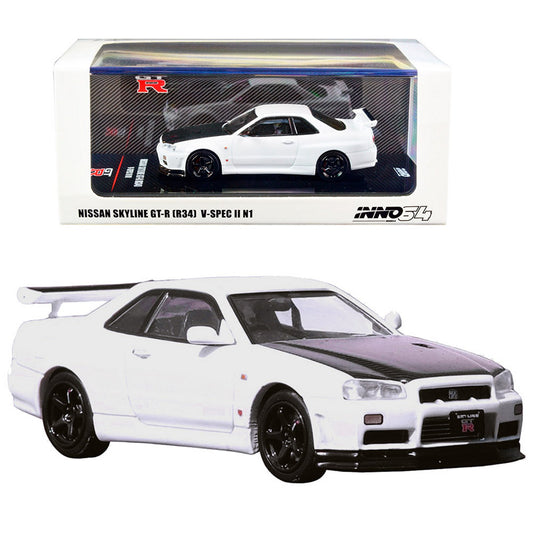 Nissan Skyline GT-R R34 (V-Spec II N1 with Carbon Hood) in White