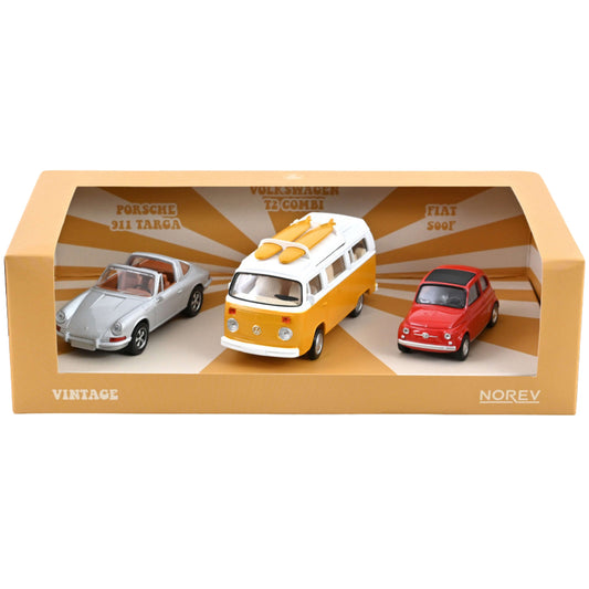 Vintage Gift Set (With 911 Targa T2 Combi and 500F) in Silver/Orange/Whte/Red
