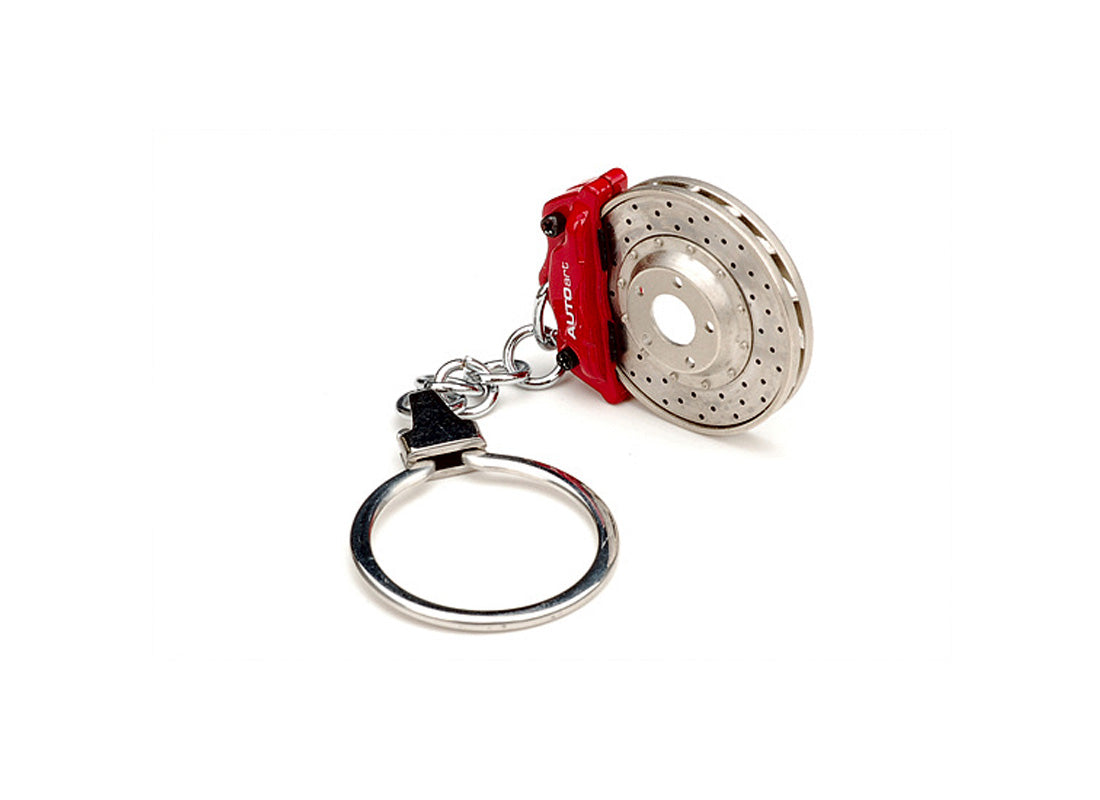 Racing Brake Disc Keychain in Red and Silver