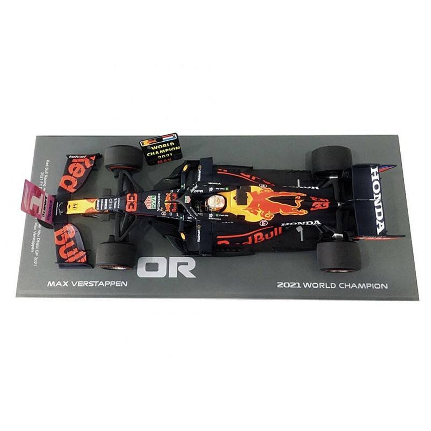Red Bull Racing Honda RB16B World Champion Max Verstappen (Winner With Pit Board Abu Dhabi 2021) in Blue