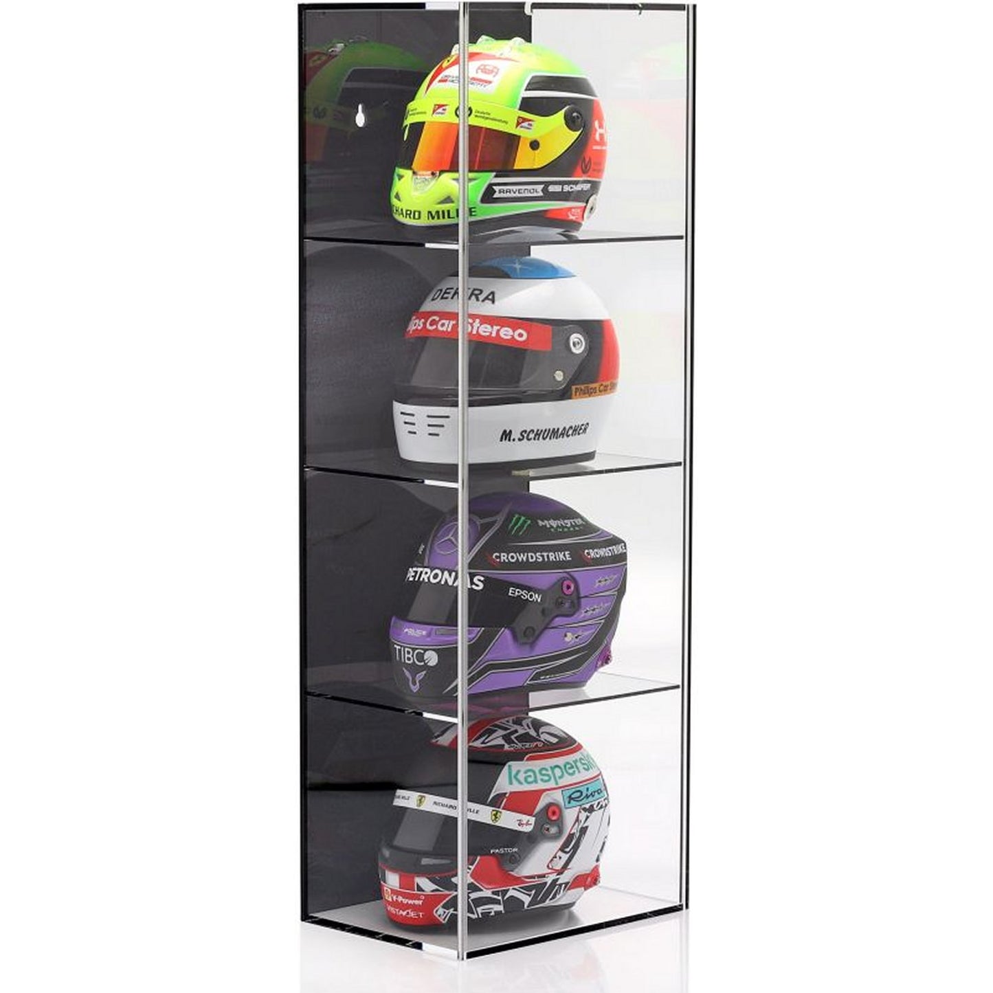 Show Case With Four Compartments For 1:2 Helmets Display Case in Black