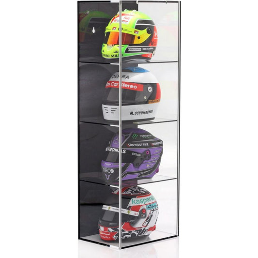 Show Case With Four Compartments For 1:2 Helmets Display Case in Black