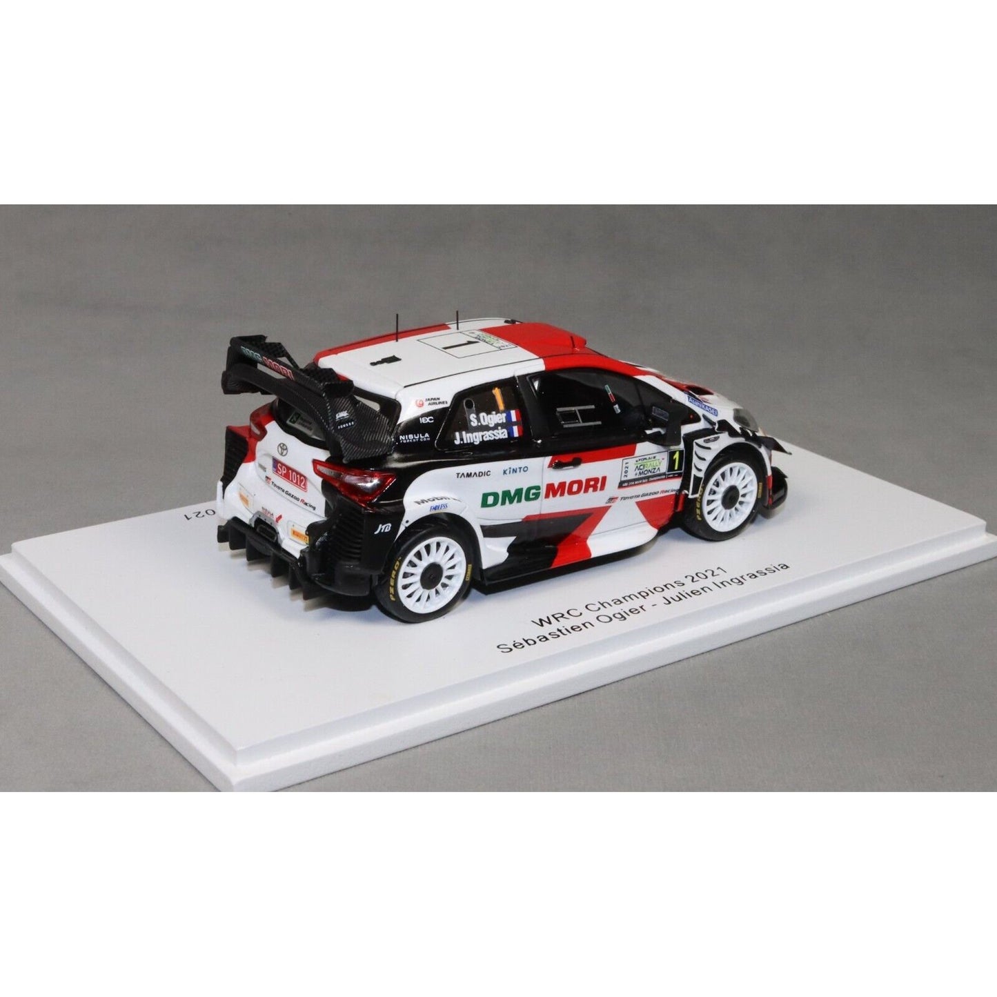 Toyota Yaris WRC Monza Rally Winner S.Ogier/J.Ingrassia (With Figures And Flag 2021) in Black/White/Red