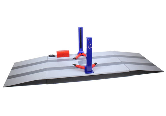 Two Post Battery Operated Lift Accessory in Blue and Grey
