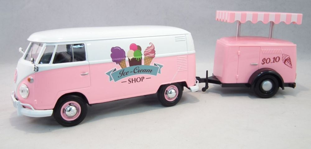 VW T2 Ice Cream Van with Trailer in Pink and White